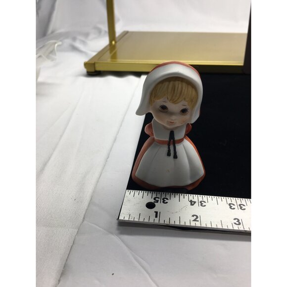 Vtg Lefton China Pilgrims Girl & Boy Praying Figurines Thanksgiving Painted 1984 - Picture 12 of 15